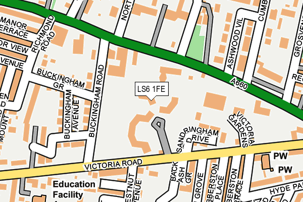 LS6 1FE map - OS OpenMap – Local (Ordnance Survey)