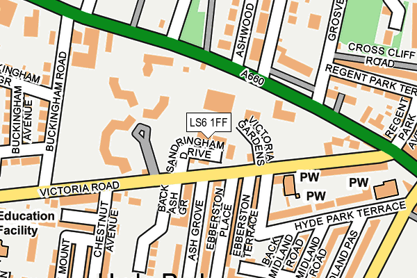 LS6 1FF map - OS OpenMap – Local (Ordnance Survey)