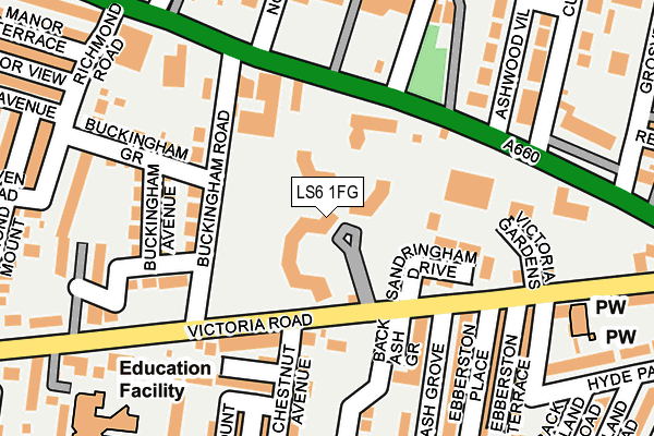 LS6 1FG map - OS OpenMap – Local (Ordnance Survey)