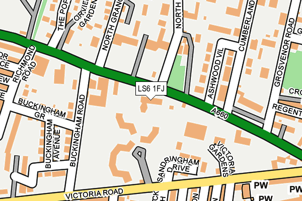 LS6 1FJ map - OS OpenMap – Local (Ordnance Survey)