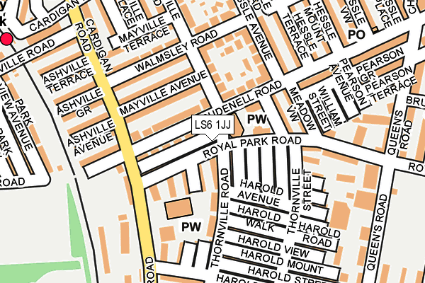 LS6 1JJ map - OS OpenMap – Local (Ordnance Survey)