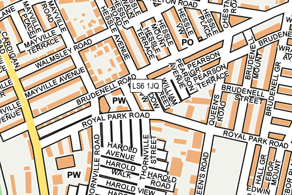 LS6 1JQ map - OS OpenMap – Local (Ordnance Survey)