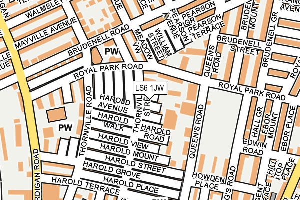 LS6 1JW map - OS OpenMap – Local (Ordnance Survey)