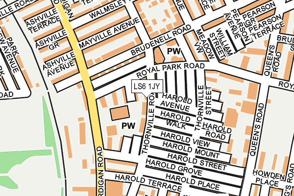 LS6 1JY map - OS OpenMap – Local (Ordnance Survey)