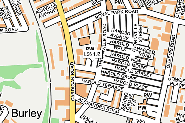 LS6 1JZ map - OS OpenMap – Local (Ordnance Survey)