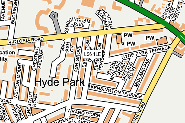 LS6 1LE map - OS OpenMap – Local (Ordnance Survey)