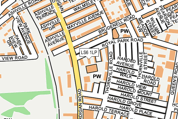 LS6 1LP map - OS OpenMap – Local (Ordnance Survey)