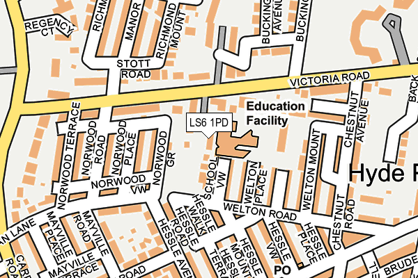 LS6 1PD map - OS OpenMap – Local (Ordnance Survey)