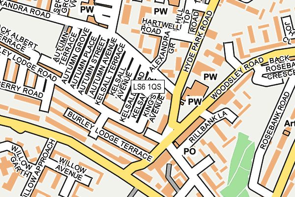 LS6 1QS map - OS OpenMap – Local (Ordnance Survey)