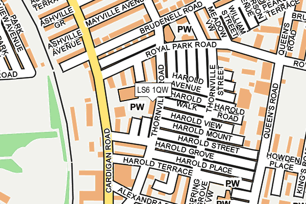 LS6 1QW map - OS OpenMap – Local (Ordnance Survey)