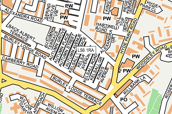 LS6 1RA map - OS OpenMap – Local (Ordnance Survey)