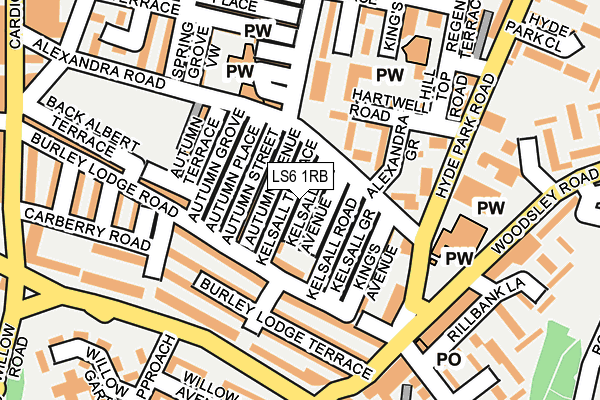 LS6 1RB map - OS OpenMap – Local (Ordnance Survey)