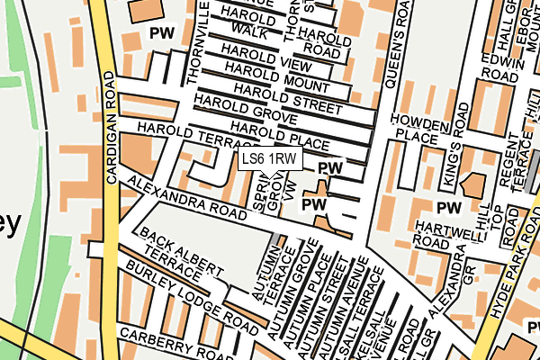 LS6 1RW map - OS OpenMap – Local (Ordnance Survey)