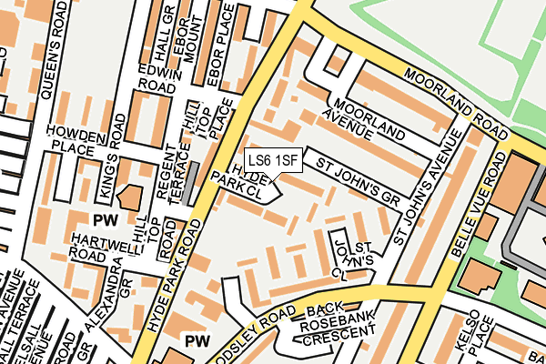 LS6 1SF map - OS OpenMap – Local (Ordnance Survey)
