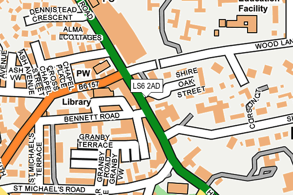 LS6 2AD map - OS OpenMap – Local (Ordnance Survey)