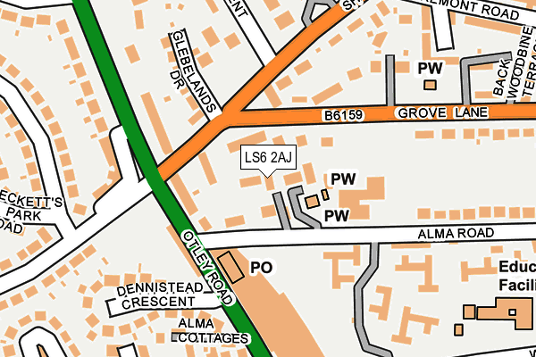 LS6 2AJ map - OS OpenMap – Local (Ordnance Survey)