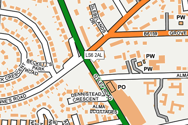 LS6 2AL map - OS OpenMap – Local (Ordnance Survey)