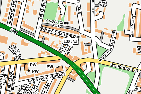 LS6 2AU map - OS OpenMap – Local (Ordnance Survey)