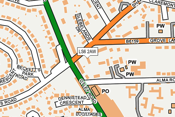 LS6 2AW map - OS OpenMap – Local (Ordnance Survey)