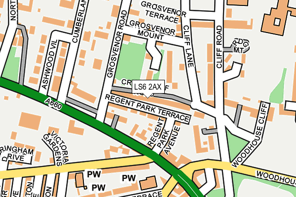 LS6 2AX map - OS OpenMap – Local (Ordnance Survey)