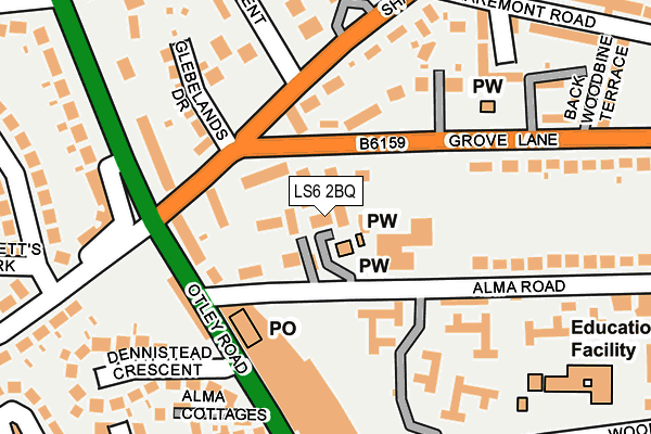 LS6 2BQ map - OS OpenMap – Local (Ordnance Survey)
