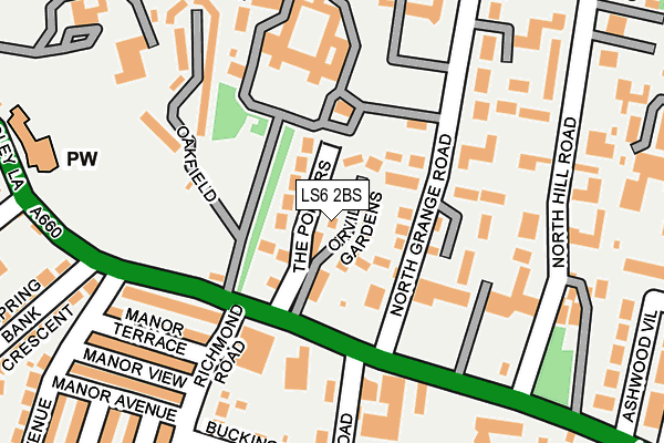 LS6 2BS map - OS OpenMap – Local (Ordnance Survey)