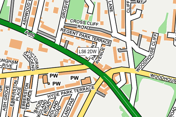 LS6 2DW map - OS OpenMap – Local (Ordnance Survey)