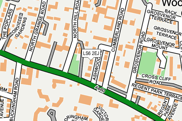 LS6 2EJ map - OS OpenMap – Local (Ordnance Survey)