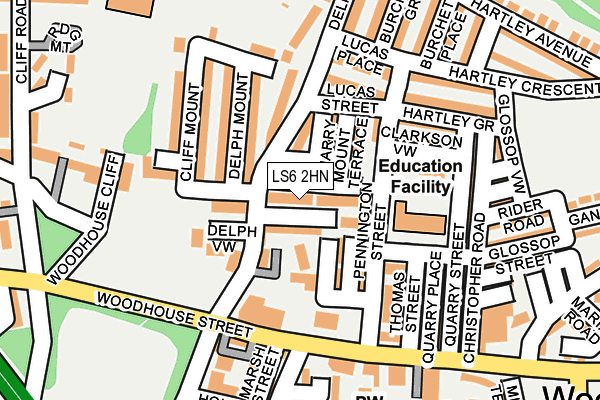 LS6 2HN map - OS OpenMap – Local (Ordnance Survey)