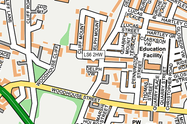 LS6 2HW map - OS OpenMap – Local (Ordnance Survey)