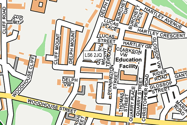 LS6 2JQ map - OS OpenMap – Local (Ordnance Survey)