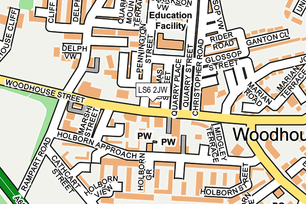 LS6 2JW map - OS OpenMap – Local (Ordnance Survey)