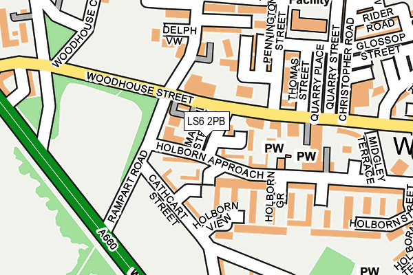 LS6 2PB map - OS OpenMap – Local (Ordnance Survey)