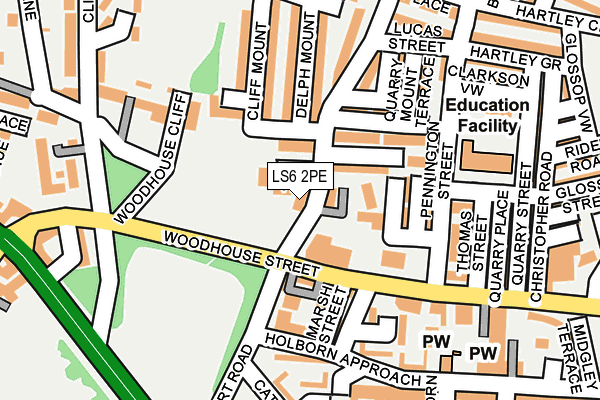 LS6 2PE map - OS OpenMap – Local (Ordnance Survey)