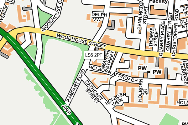 LS6 2PT map - OS OpenMap – Local (Ordnance Survey)