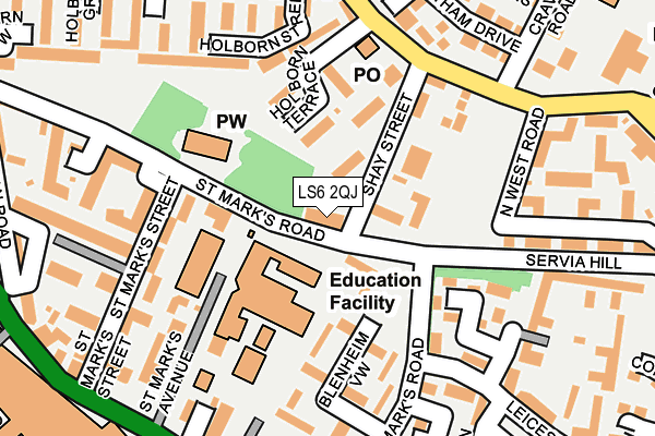 LS6 2QJ map - OS OpenMap – Local (Ordnance Survey)