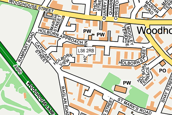LS6 2RB map - OS OpenMap – Local (Ordnance Survey)