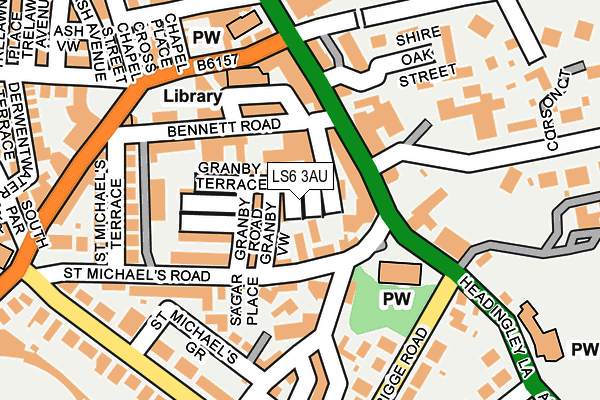 LS6 3AU map - OS OpenMap – Local (Ordnance Survey)