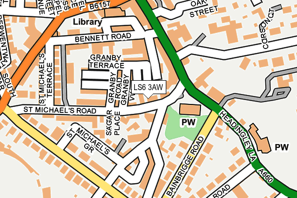 LS6 3AW map - OS OpenMap – Local (Ordnance Survey)