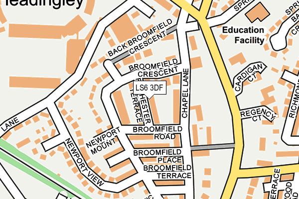 LS6 3DF map - OS OpenMap – Local (Ordnance Survey)
