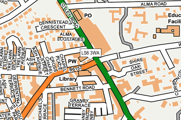 LS6 3WA map - OS OpenMap – Local (Ordnance Survey)