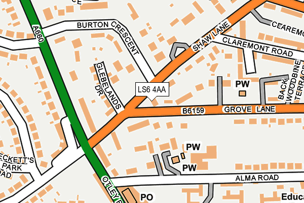 LS6 4AA map - OS OpenMap – Local (Ordnance Survey)