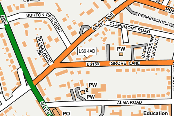 LS6 4AD map - OS OpenMap – Local (Ordnance Survey)