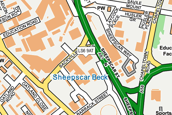 LS6 9AT map - OS OpenMap – Local (Ordnance Survey)