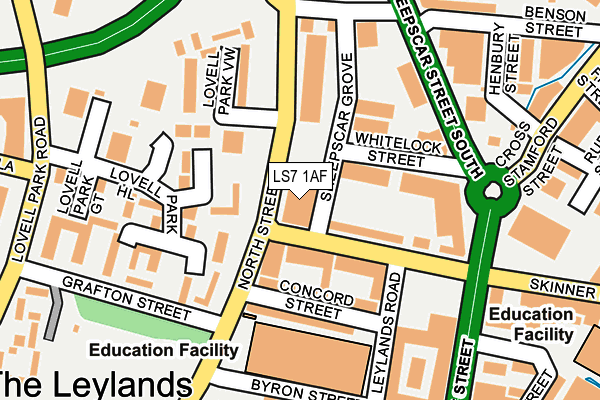 LS7 1AF map - OS OpenMap – Local (Ordnance Survey)