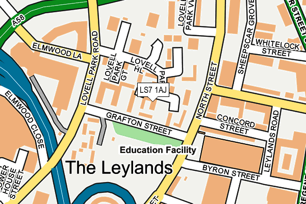 LS7 1AJ map - OS OpenMap – Local (Ordnance Survey)