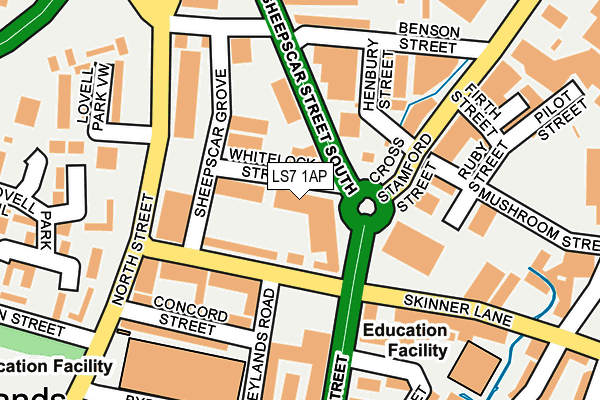 LS7 1AP map - OS OpenMap – Local (Ordnance Survey)