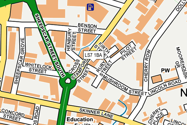 LS7 1BA map - OS OpenMap – Local (Ordnance Survey)