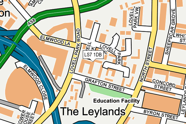LS7 1DB map - OS OpenMap – Local (Ordnance Survey)