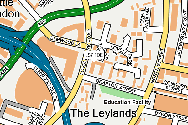 LS7 1DE map - OS OpenMap – Local (Ordnance Survey)